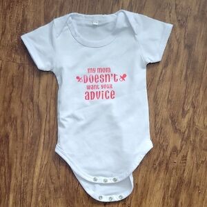 White Baby Onesie with Pink Print